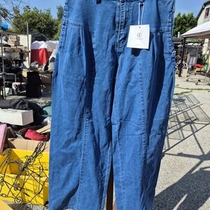 Blue Denim Wide-Leg Pants